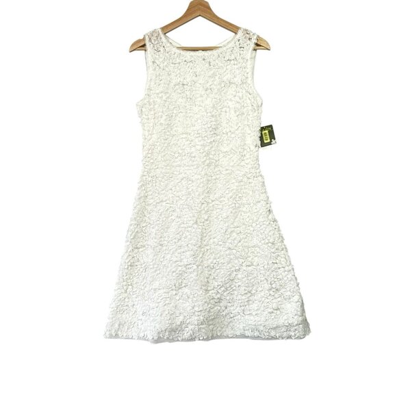 TAYLOR Womens White Dress Size 10 Floral Applique Sleeveless $188 NWT - Picture 1 of 10